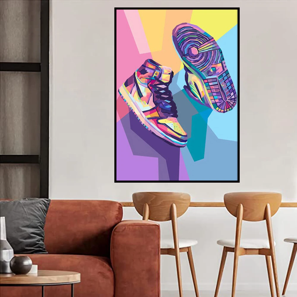 Popular Sneakers Basketball Shoes Street Graffiti Wall Art Poster Fashion Home Decor Canvas Painting Mural Picture Print Artwork