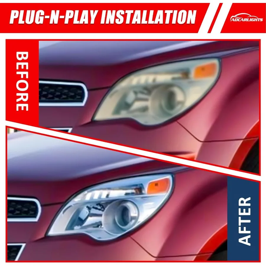 المصابيح الأمامية المتوافقة مع Chewrolet Eouinox 2010 2011 2012 2013 2014 2015 Chevy Equinox LS LT واضح عدسة كروم الإسكان العنبر #6