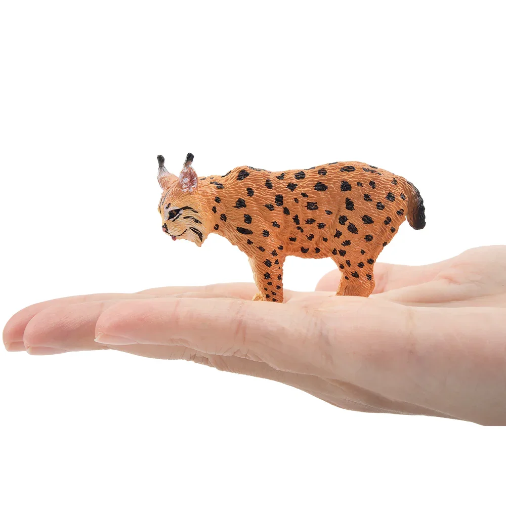 Toymany Simulation Lynx Wildlife Animal Model Toy Mini Figures Dolls Action Figurines Toys for Children Gift Cake Decoration