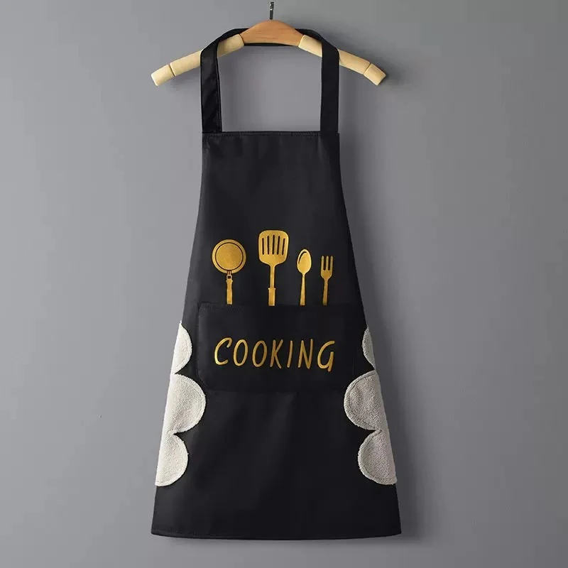 Waterproof and Oil-Resistant Kitchen Apron with Hand-Wiping Feature 3