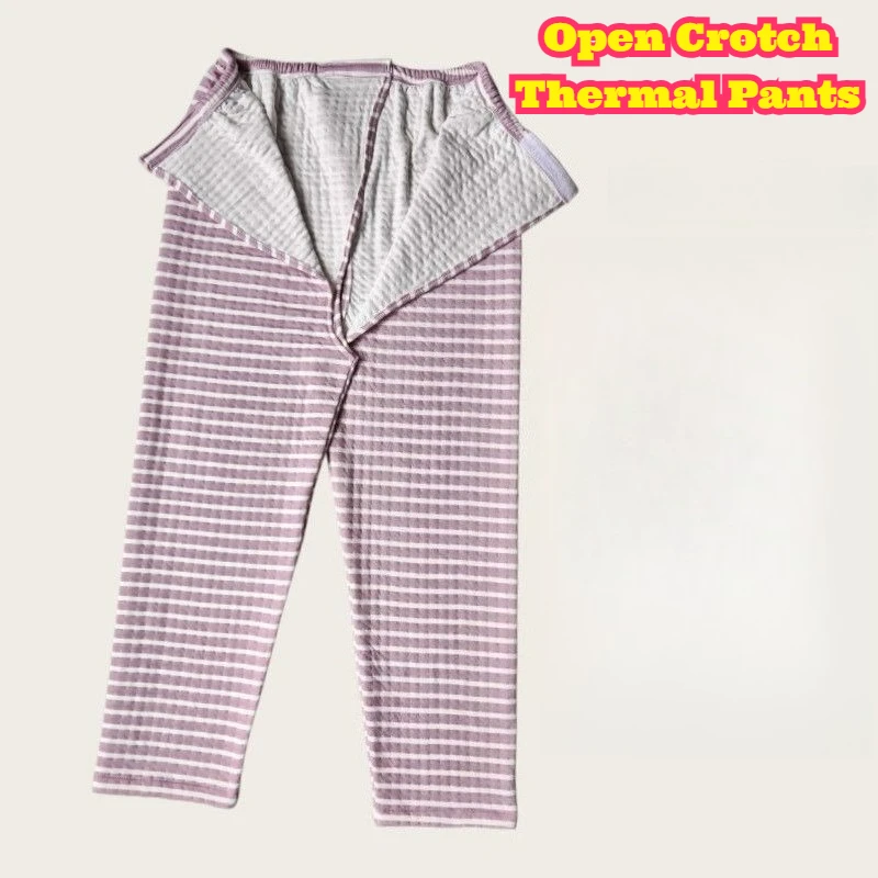 

Air Cotton Open Crotch Absorbent Pants Bedridden Elderly Lightweight Breathable Warmth Comfort Elastic Waist Daily Use Unisex