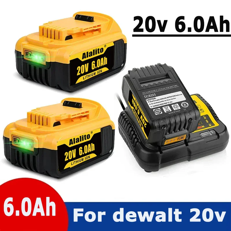 Original DCB200 20V 6000mAh Lithium Replacement Battery For Dewalt 18V DCB184 DCB200 DCB182 DCB180 DCB181 DCB182 DCB201 DCB206