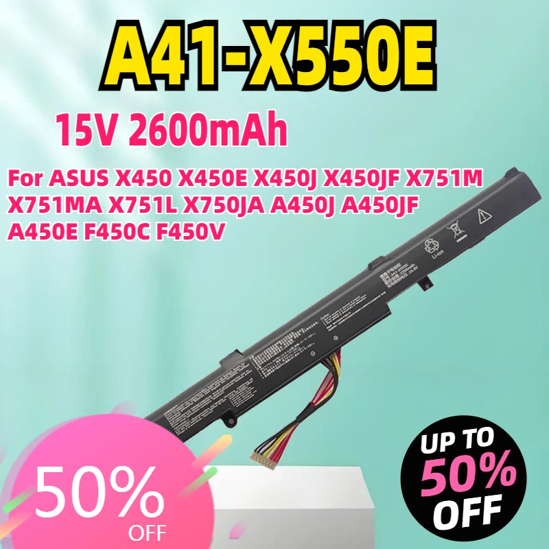 

Новый аккумулятор для ноутбука 15 В 44 Втч A41-X550E для ASUS X450 X450E X450J X450JF X751M X751MA X751L X750JA A450J A450JF A450E F450C F450V