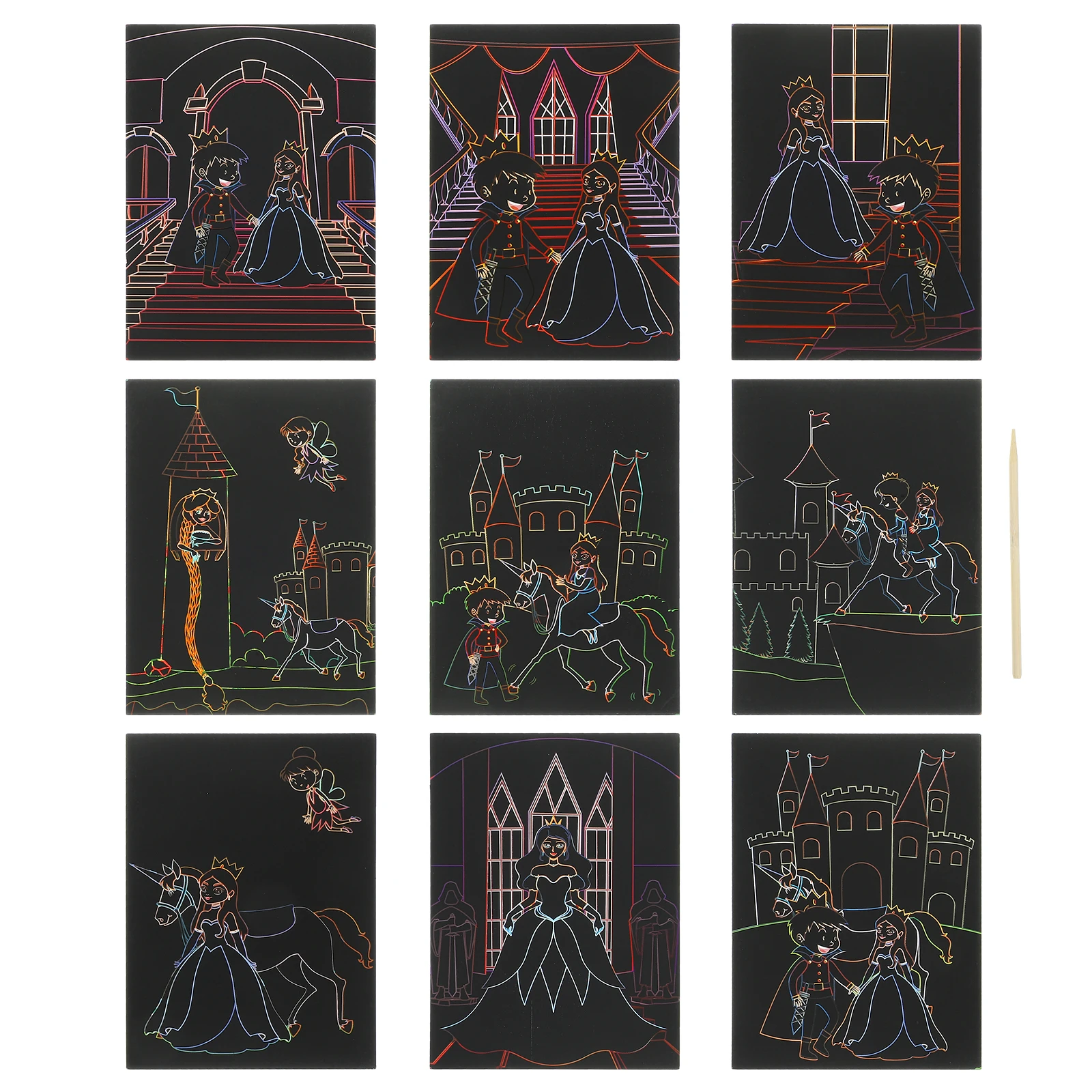 1 ensemble de papier de peinture à gratter, artisanat créatif pour enfants, fournitures de bureau amusantes, cadeaux pour étudiants, Coordination oculaire H, amélioration du reconnaissance des couleurs