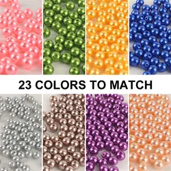 Cuentas redondas de perlas de plástico de imitación para costura y fabricación de joyas, tamaño mixto, blanco puro, agujeros de perla, 3-12mm