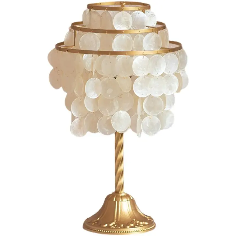 French Light Luxury Retro Wind Chimes Shell Table Lamp Premium Bedroom Bedside Lamp