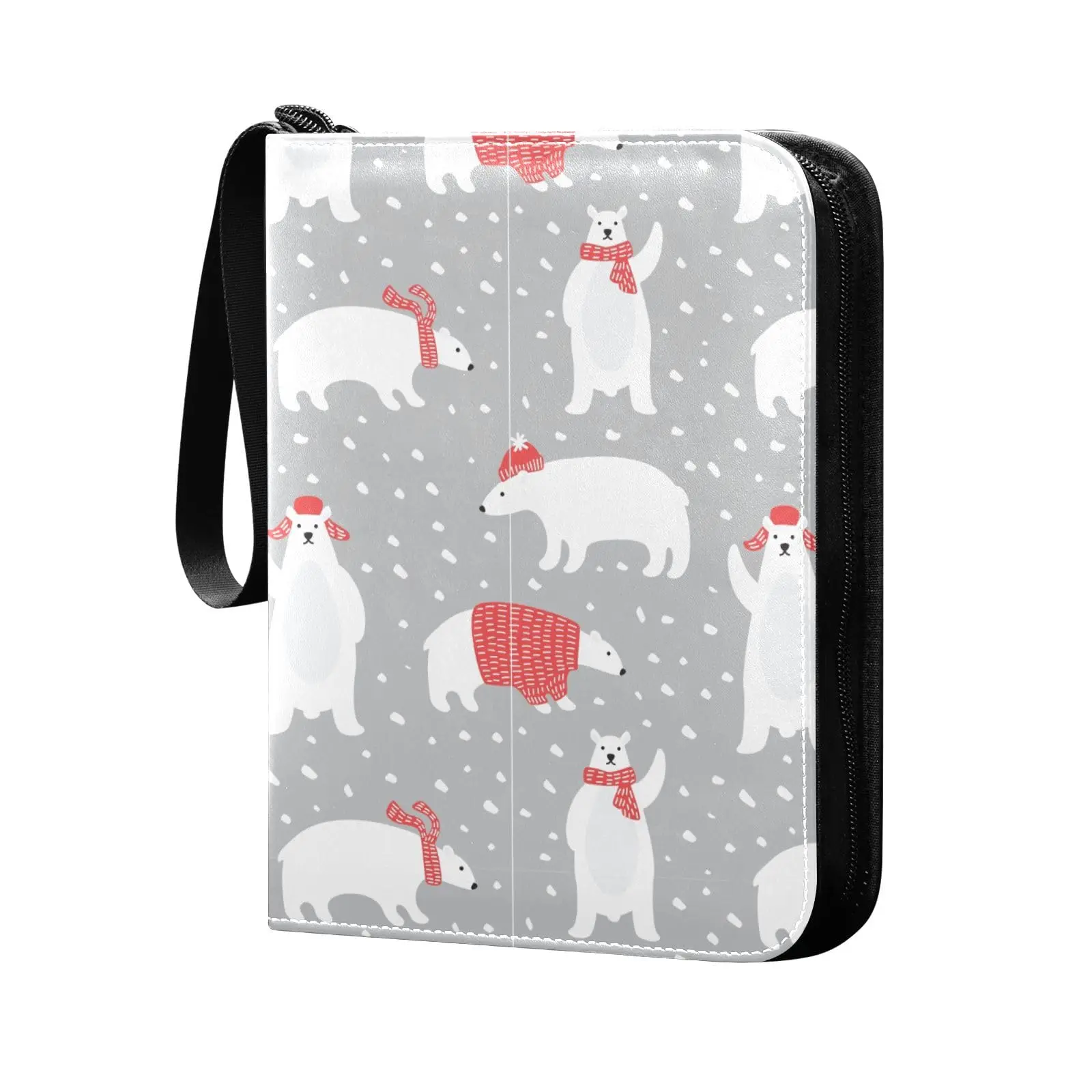 Cute Polar Bear Cartoon 4 Pocket Cards Binder 400 Double Sided Pocket Album for Sport Game Cards Unique Card Collection Storage