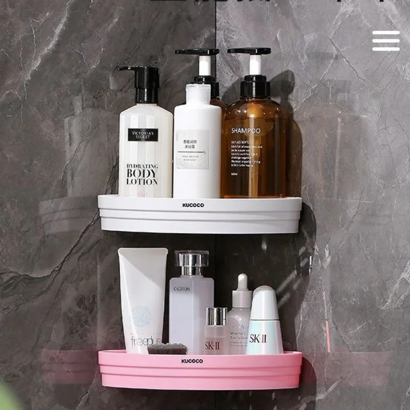 

Household Storage Rack No-Drill Organizer Wall-Mounted Bathroom Corner Shelf Simple Bathroom Storage Rack