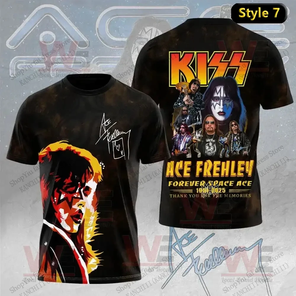 

2026 New Rock Kiss X Ace Frehley Band Album 3D Print T-shirt Men Women Fashion Hip Hop Street Short Sleeve Tops Tees Anniversary