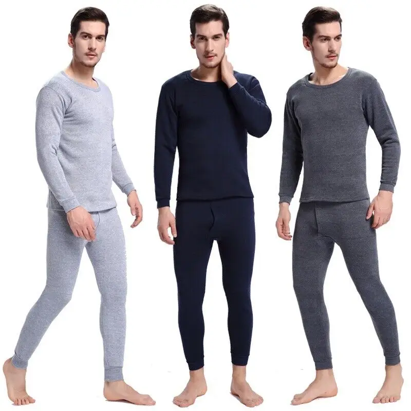 Men Winter Thermal Underwear Set Double Warmth Slim Body and High Elasticity Comfortable and Breathable Long Johns Tops 1set