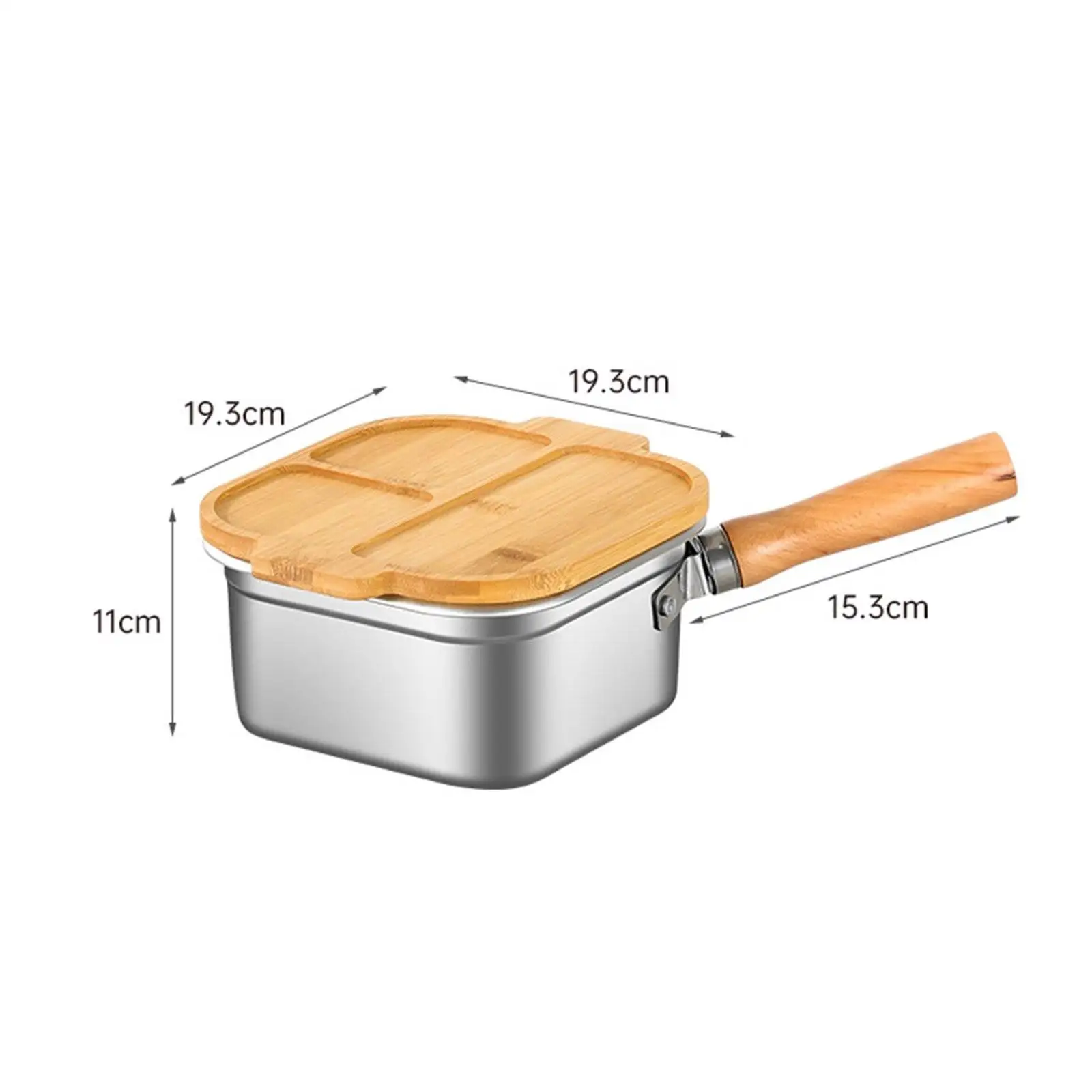 Mini freidora, olla, cocina de acero inoxidable, mango extraíble de madera con cesta para freír, herramienta de cocina de 2500ml, olla para cocinar al vapor para pollo