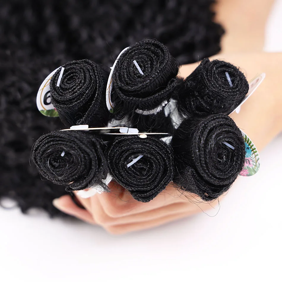 Synthetic Kinky Curly Hair Bundles Long Jerry Curly Hair 26 28Inch Organic Fiber Hair Extensions For Women Heat Resistant Wave view 5