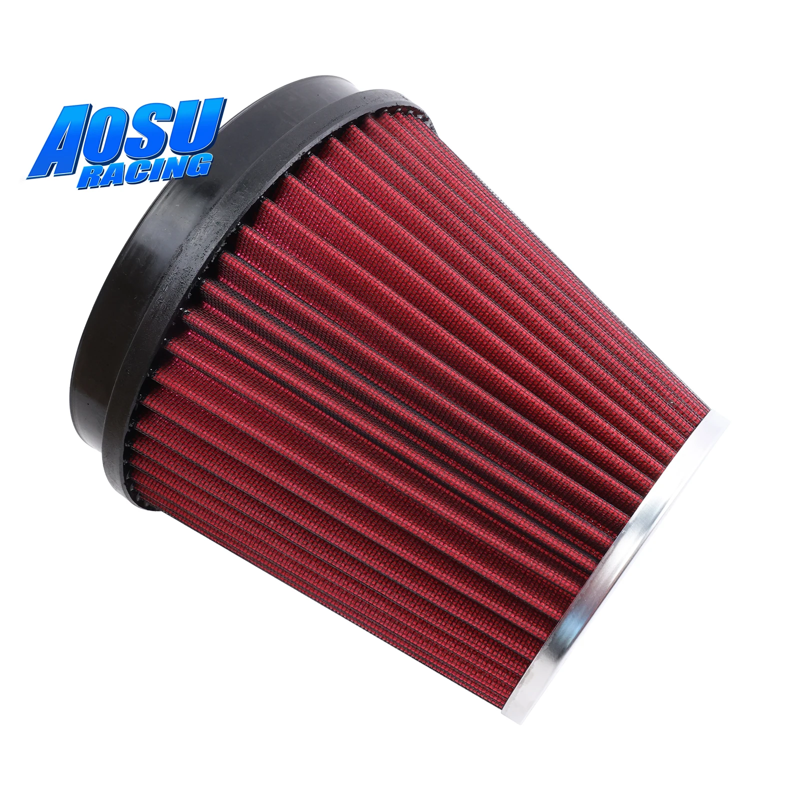 

High Flow Cold Air Intake Filter Cone Performance Washable Clamp-On Dry Air Filters Red 6" Inlet Replacement Universal