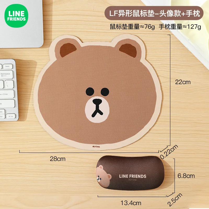 Alfombrilla de ratón de dibujos animados Kawaii Line Friends, oso marrón, oficina, antideslizante, resistente al desgaste, Anime, espesar, muñeca, regalo