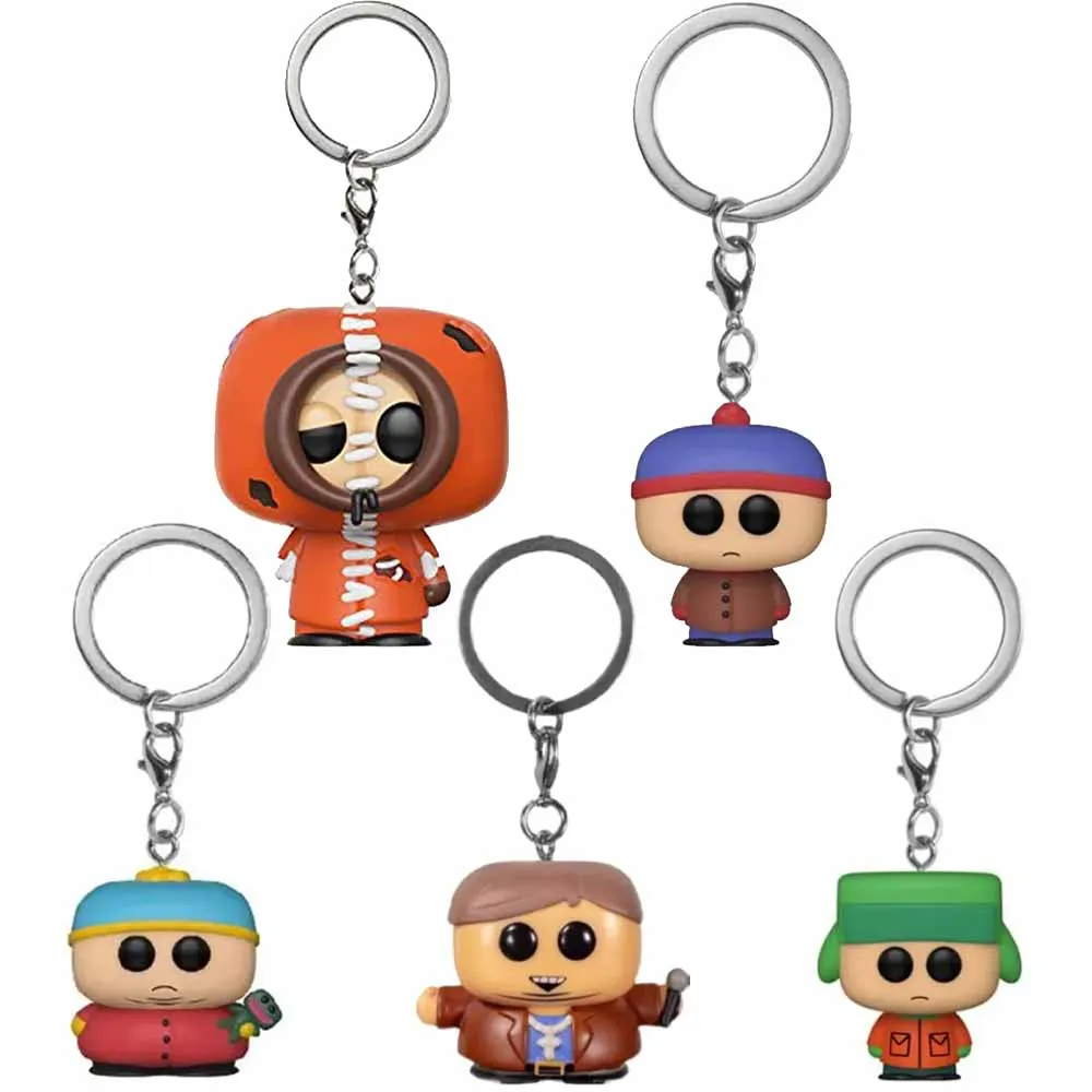 Hot 5 New Styles Pocket Keychain South Park Kyle Stan Zombie Kenny Cartman PVC Model Toys for Children Birthday Gifts