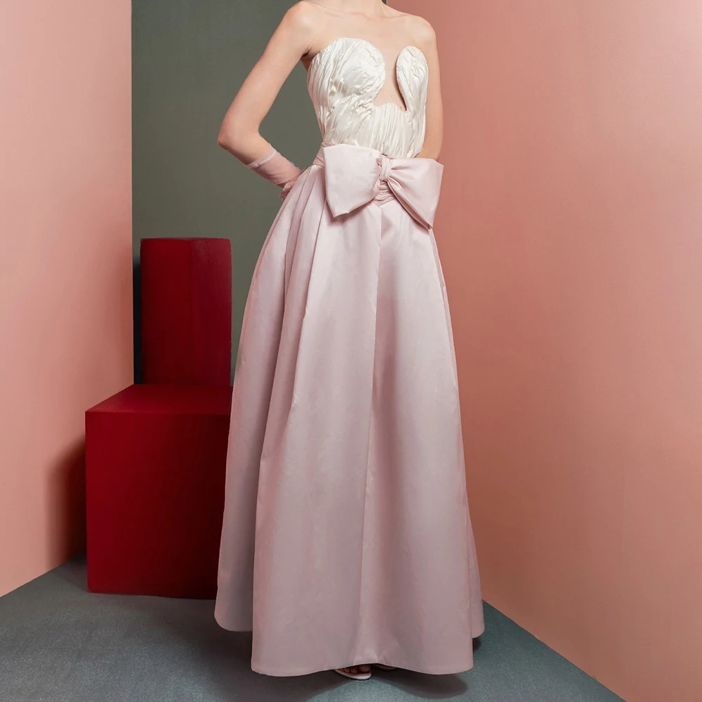 

Customized Temperament Satin A-Line 3D Bow Evening Dress High Quality Floor Length Sleeveless vestidos para mujer