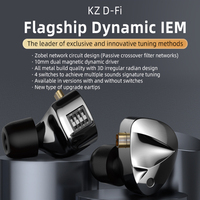 KZ D-Fi HIFI Earphones 4-Level Tuning Switch Sport Stereo Sound Noise Reduction Metal Wired Earbuds 3.5MM Plug Detachable Cable