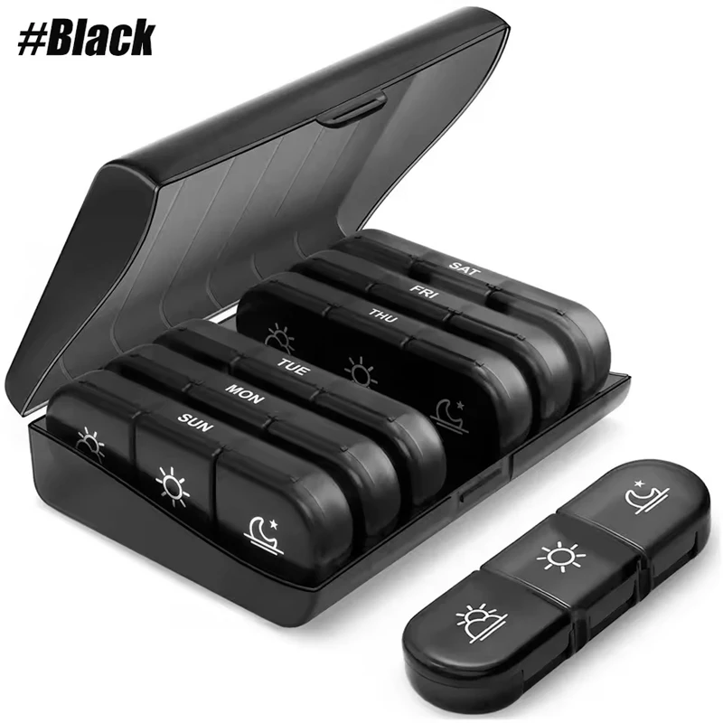 Weekly 7 Days Pill Organizer Portable Medicine Tablet Organizer Storage Boxes First Aid Kit Compartment Pills Case Container
