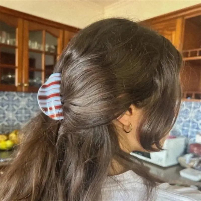 

Акриловый полосатый зажим для волос с нескользящим дизайном, инструмент для укладки волос, женский держатель для волос