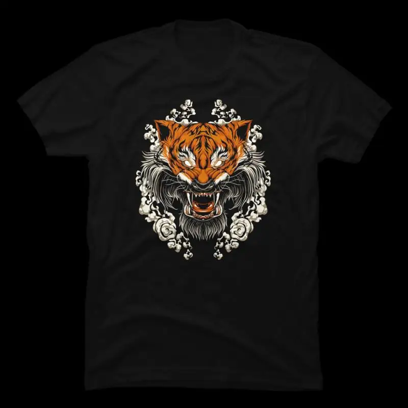 Angry Tiger Tora Tattoo - Japanese Tattoo Style Black Unisex T-Shirt