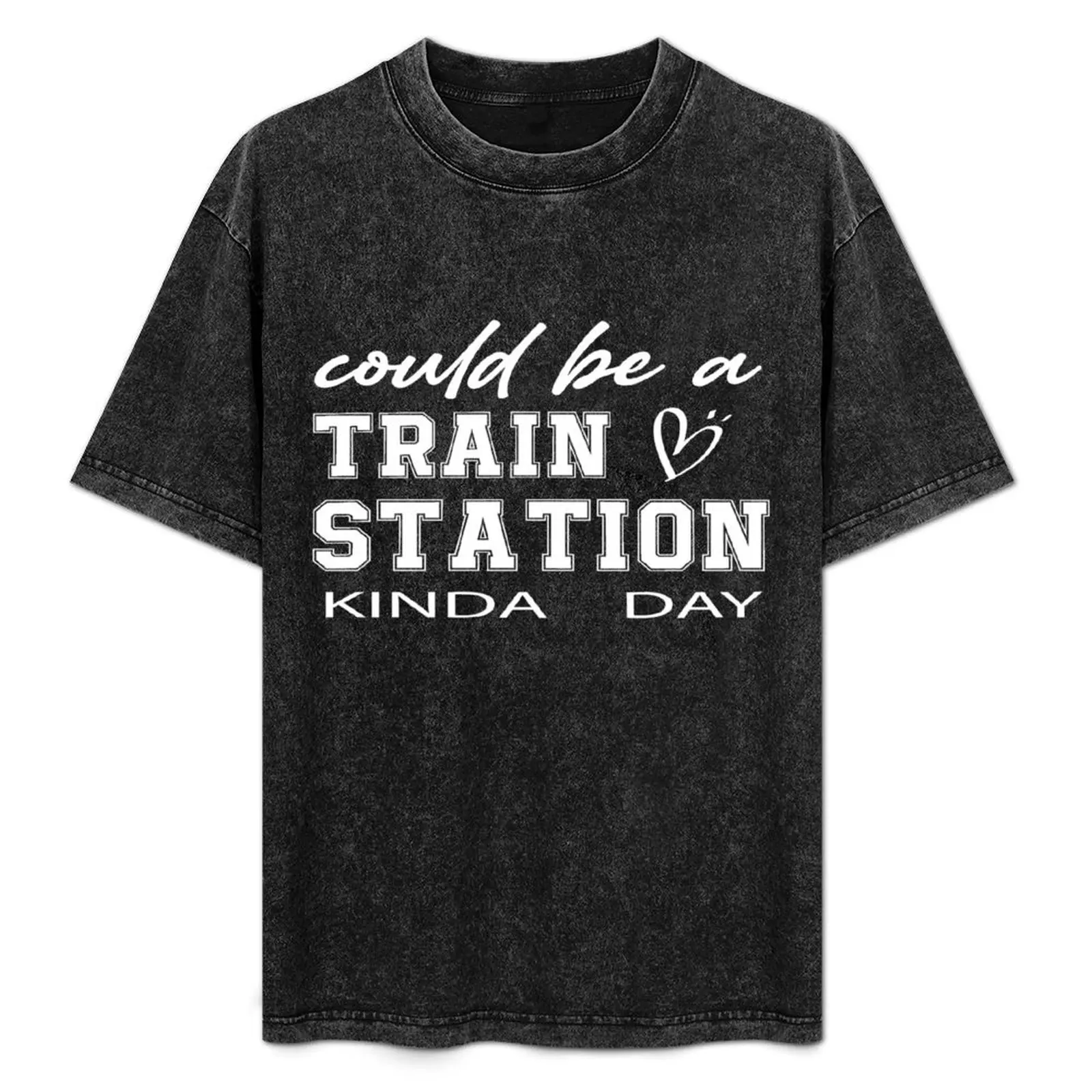 could be a train station kinda day, T-Shirt vintage anime shirt Aesthetic clothing oversized t shirts for men