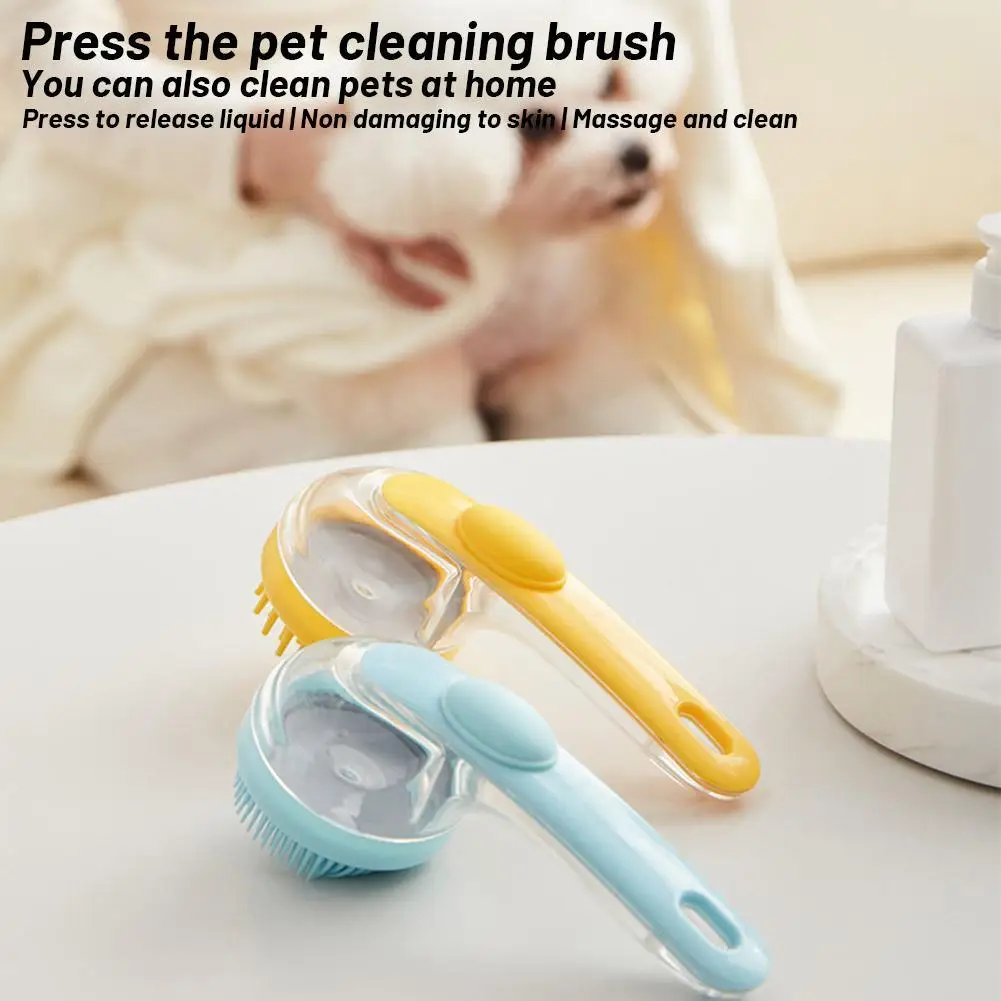 New High-end Silicone Long Handle With Shampoo Dispenser Dog Shower Scrubber Massage Grooming Bathing Shower Tool