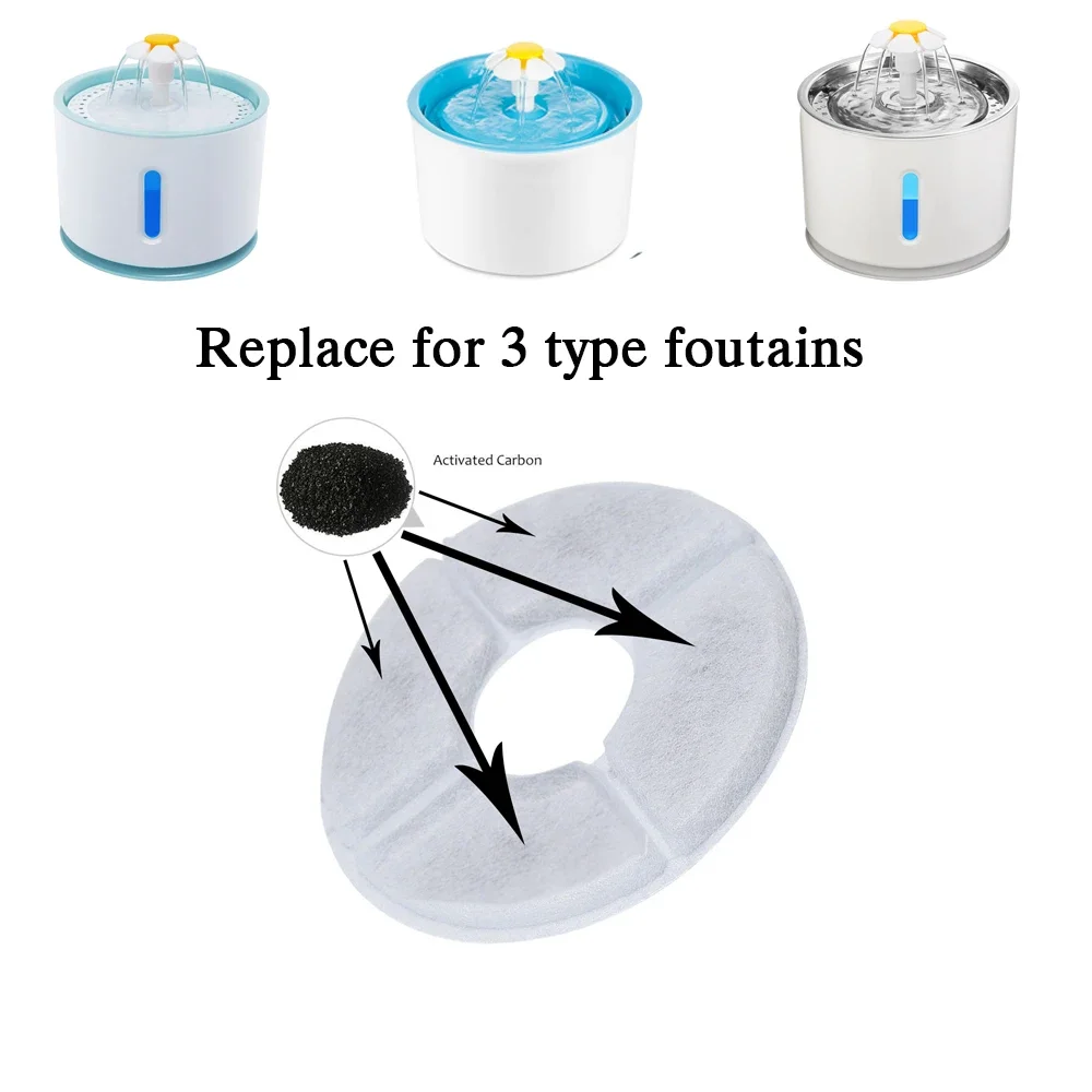 Cat Water Fountain Filter Stainless Steel Top,12 Carbon Filters Pack, Cat Fountain Pet Water Fountain Activated Carbon Filter