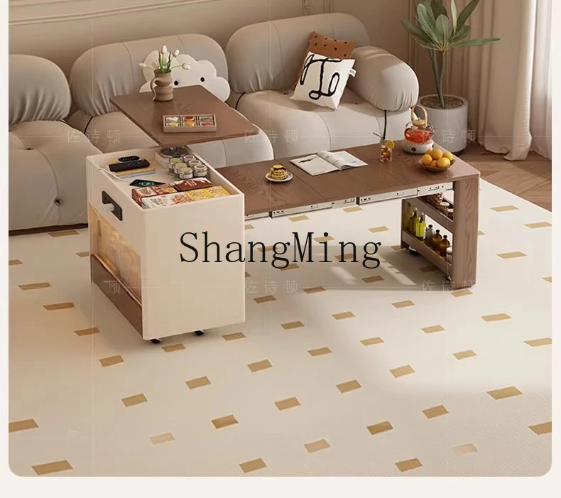 

ZYY medieval cream wind retractable folding coffee table movable small apartment household living room lifting sofa side table