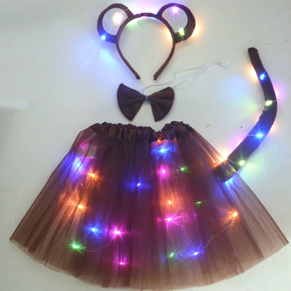 Vrouwen Kids Animal Giraffe Duivel Demon Aap voor Meisjes Light Up Led Tutu Rok Glow Hoofdband Verjaardag Kostuum Cosplay Festival