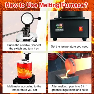 1/2/3 كجم 1400 واط 2000F فرن صهر كهربائي رقمي مع بوتقة الجرافيت لذوبان الخردة والفضة والذهب والنحاس والألمنيوم 110/220 فولت أفضل 10 بوتقة مبيعات لذوبان الألمنيوم - No9