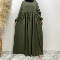 Ramazan Abayas kadınlar için ön fermuar müslüman başörtüsü elbise türkiye Kaftan islam elbiseler gizli kemer mütevazı Robe Dubai Kimono