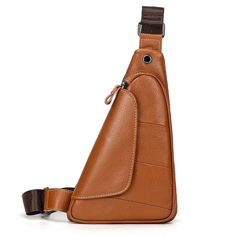 الراقية حقيبة الصدر الموضة الرجال حقيبة كتف جلدية حقيقية حقيبة كروسبودي طبقة علوية جلد البقر حقيبة رجالية كلاسيكية #1