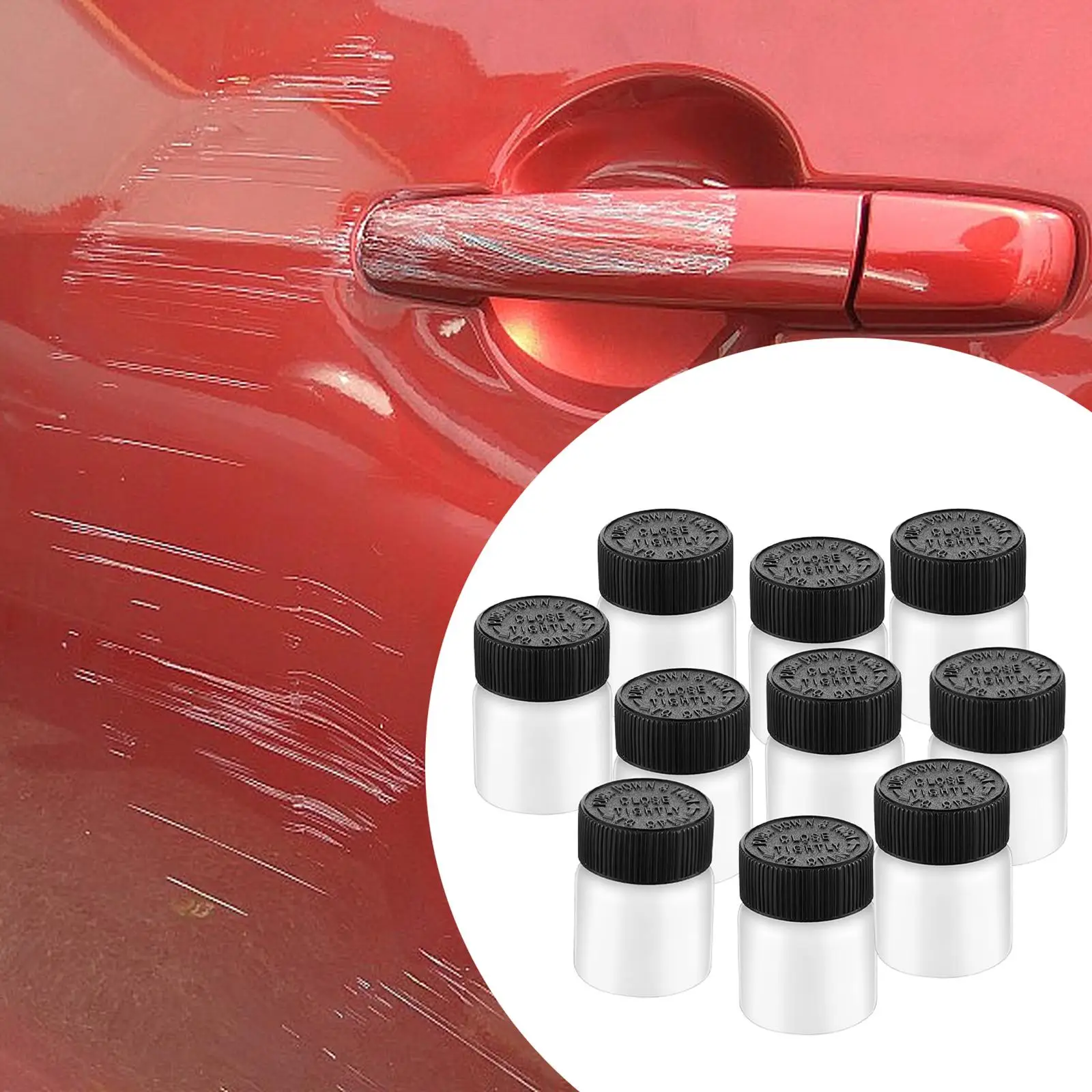 10Pcs Leftover Paint Container 1 Ounce Fluid Capacity with Paint Mixing Balls Car Scratches Repair Empty Touch up Paint Bottle