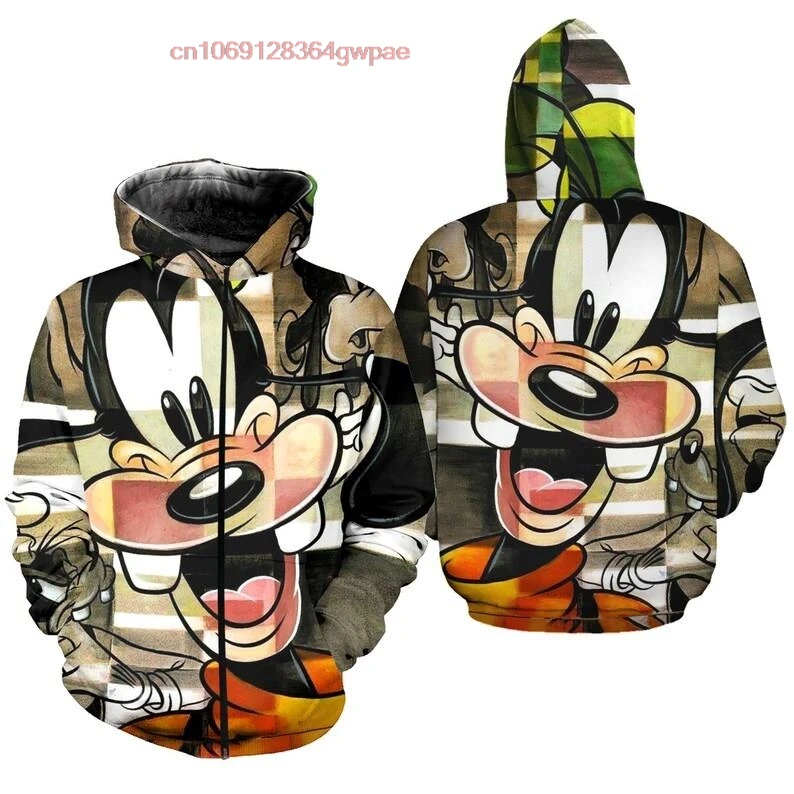 New Disney Goofy Dog 3D Hoodie Casual Thickened Jacket Full Print Men's Sweater Hoodie