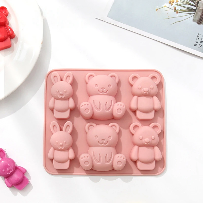 Teddy Bear Silicone Mold Cute Cartoon Animal Chocolate Cake Baking Mould Kitchen Baking Tool Kids Complementary Food Tools