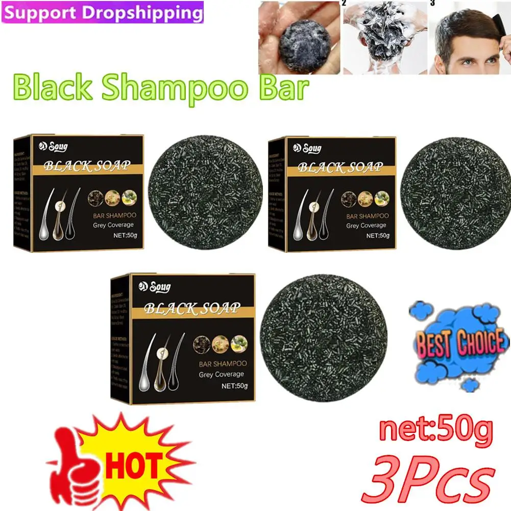 3pcs Hair Shampoo Soap Polygonum Multiflorum Shampoo Soaps Cover Gray Hair Shampoo Soap To Dye Canas Black Shampoo Bar Soap