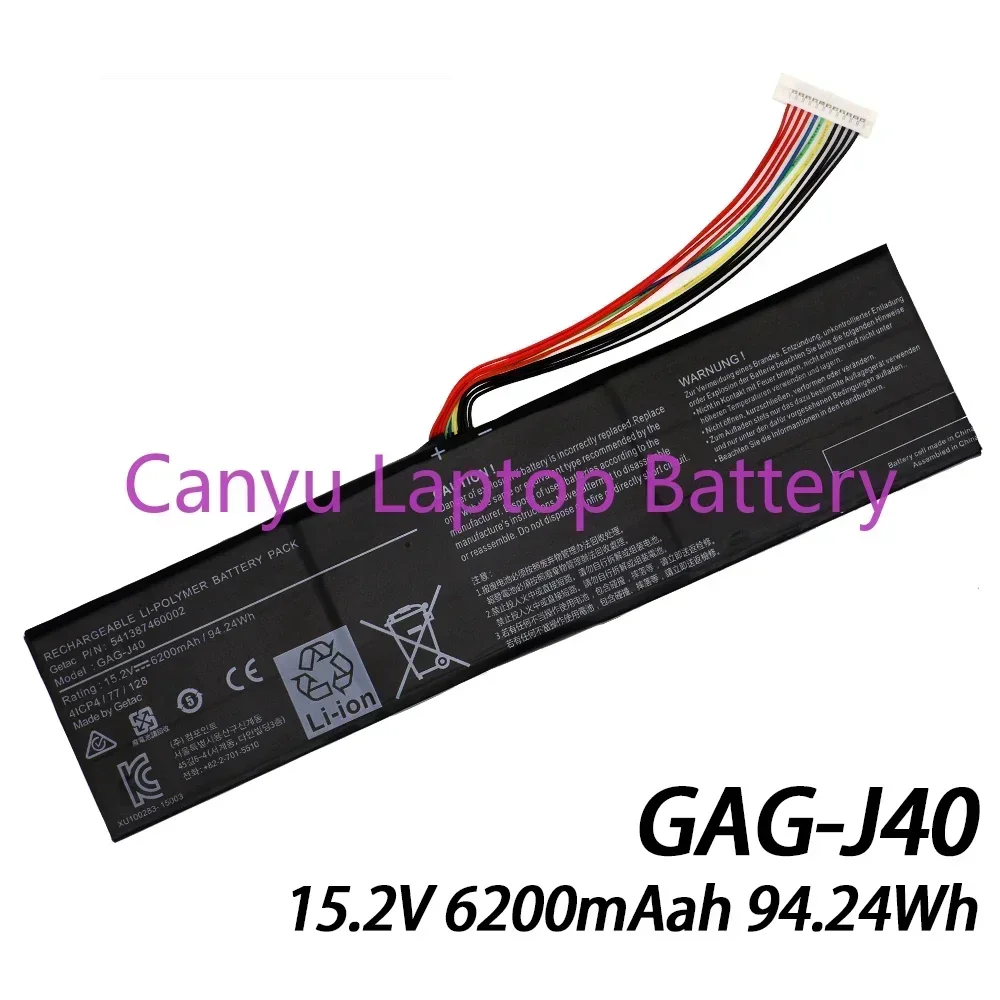 2024 New GAG-J40 15.2V 94.24Wh 6200mAh   For Gigabyte Aero Aorus 14 V7 15 X7 X5 15w 15x 14-P64WV6 P64Wv7-De325Tb Laptop battery