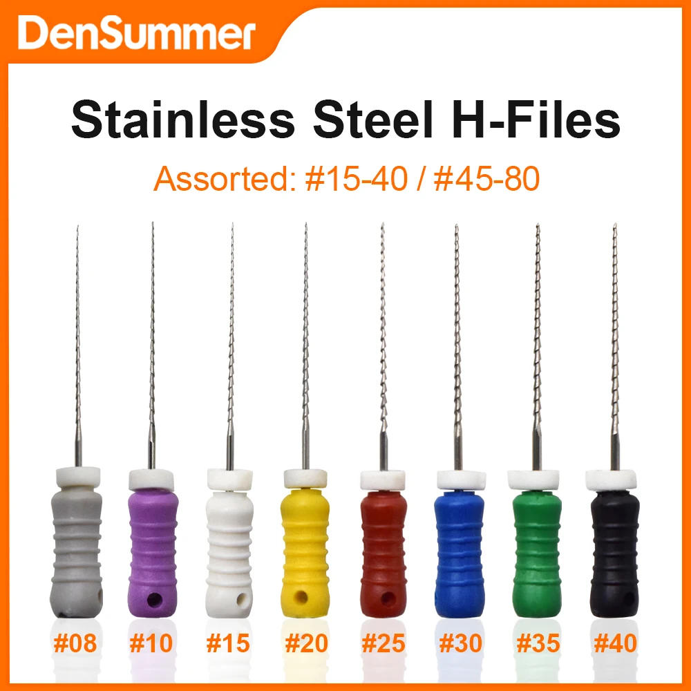Densummer 3Boxs Dental Endo Files Hand Use H Files 21/25mm Stainless Steel Endodontic Root Canal File Dentistry Tools