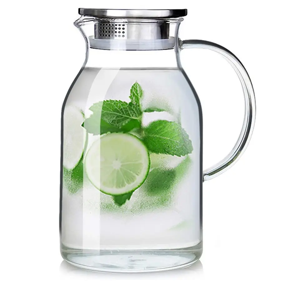 Glass Pitcher with Lid and Spout High Heat Resistance Pitcher for Hot Cold Water amp Iced Tea XL3.0L