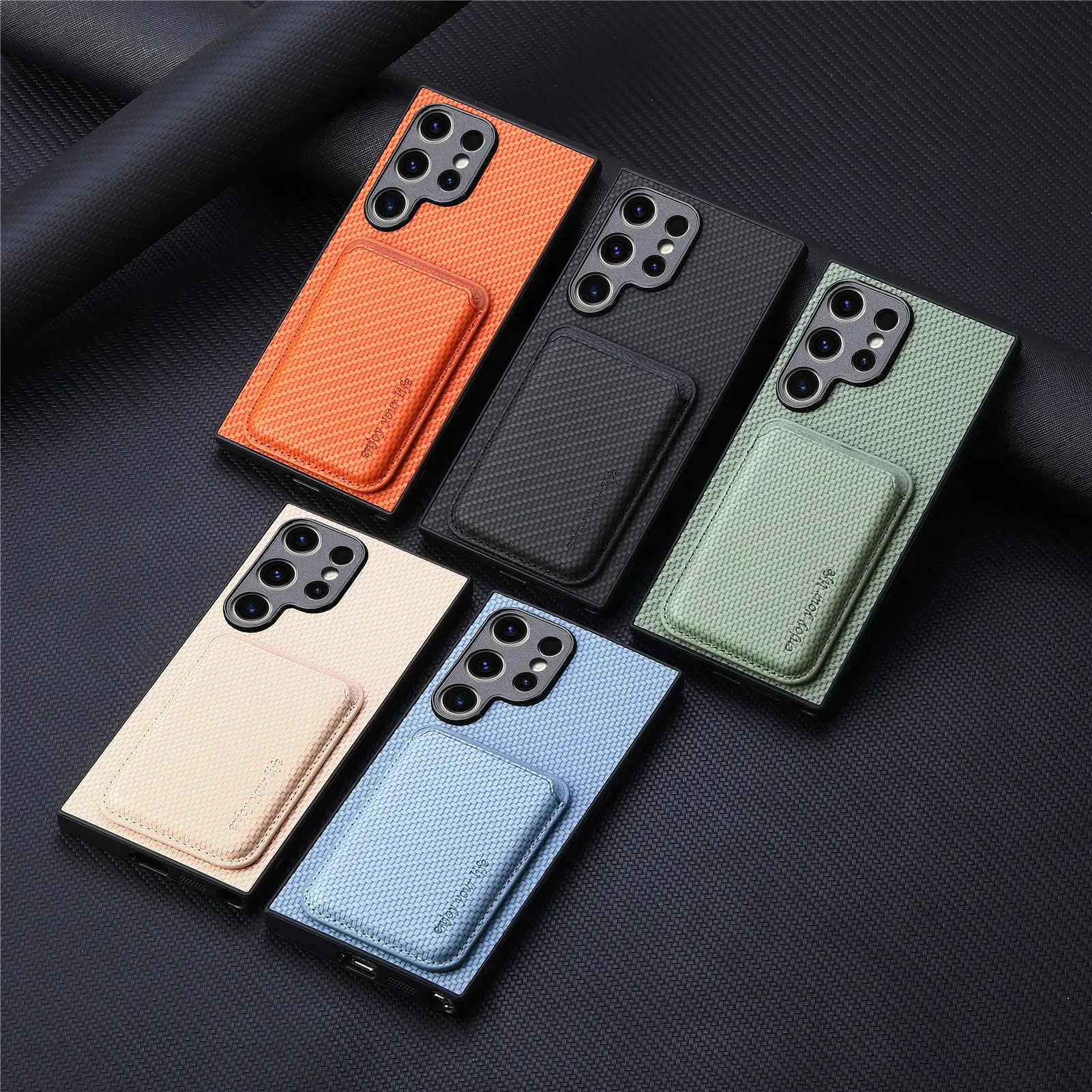 

Carbon Fiber Style PU Leather for Magsafe Case for Samsung Galaxy S24 S25 Ultra S22 Plus S21 S23 FE A54 A55 A56 Back Cover LM2