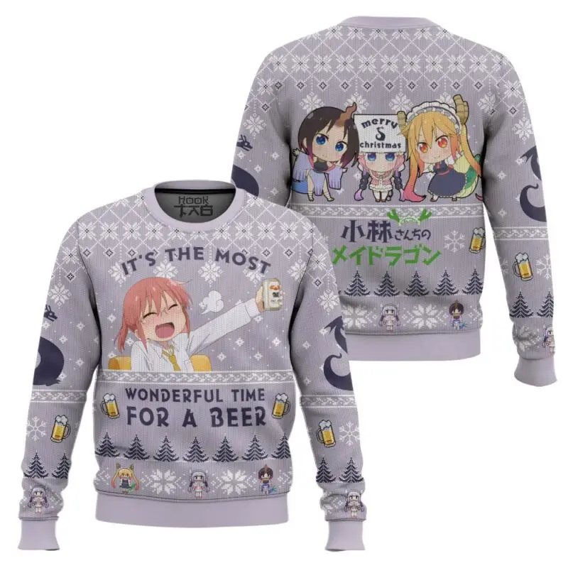 عيد الميلاد الأسرة ملكة جمال كوباياشي التنين خادمة القبيح عيد الميلاد سترة مضحك عطلة حفلة البلوز للرجال النساء هدية عيد الميلاد 2026