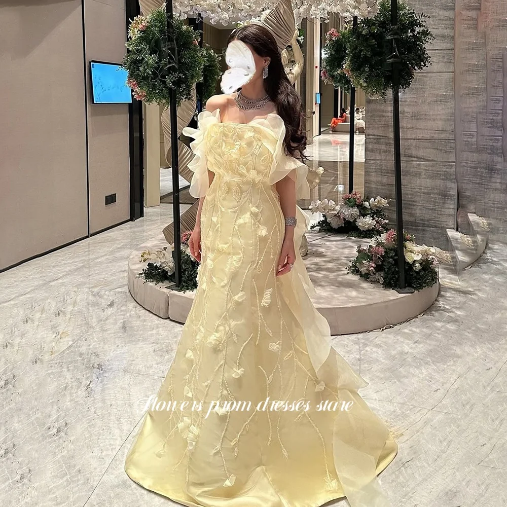 الزهور قبالة الكتف فستان الحفلة الراقصة الكشكشة رداء حفلات للنساء ثلاثية الأبعاد الزهور الأميرة ثوب مسائي vestidos de fiesta مخصص