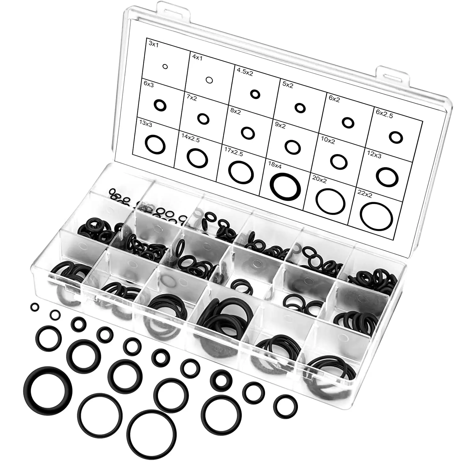 

225PCS Rubber O Ring Assortment Kits 18 Sizes Sealing Gasket Washers Made of Nitrile Rubber NBR for Professional Plumbing