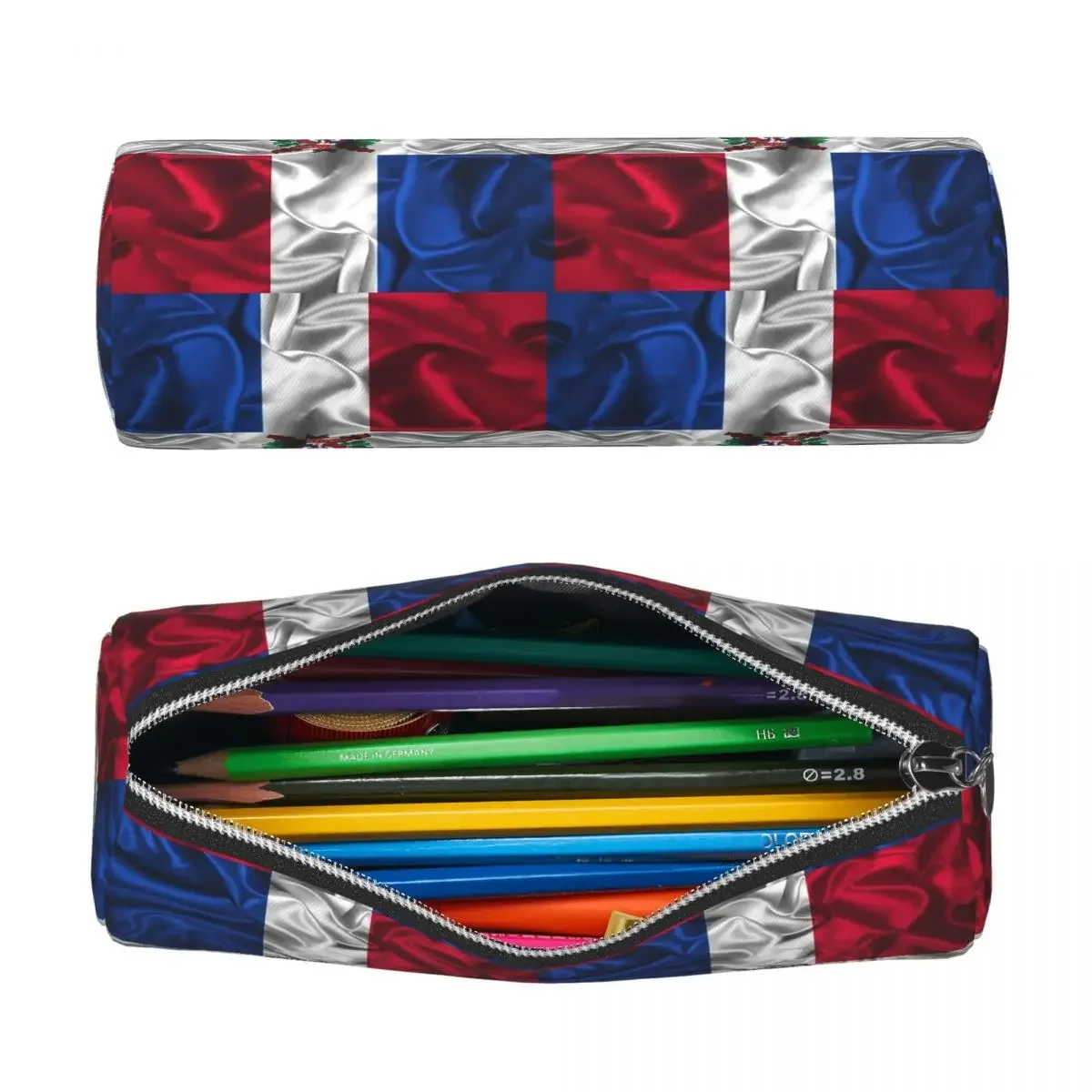 Dominican Republic Flag Pencil Case for Studen School Cylinder Pen Box Pencil Bag Pencil Pouch