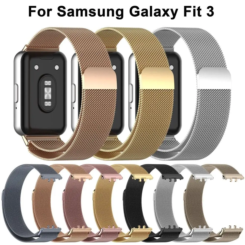 New Replacement Metal Strap Stainless Steel Wrist Watchband Milanese Belt Bracelet for Samsung Galaxy Fit 3 Smart Watch