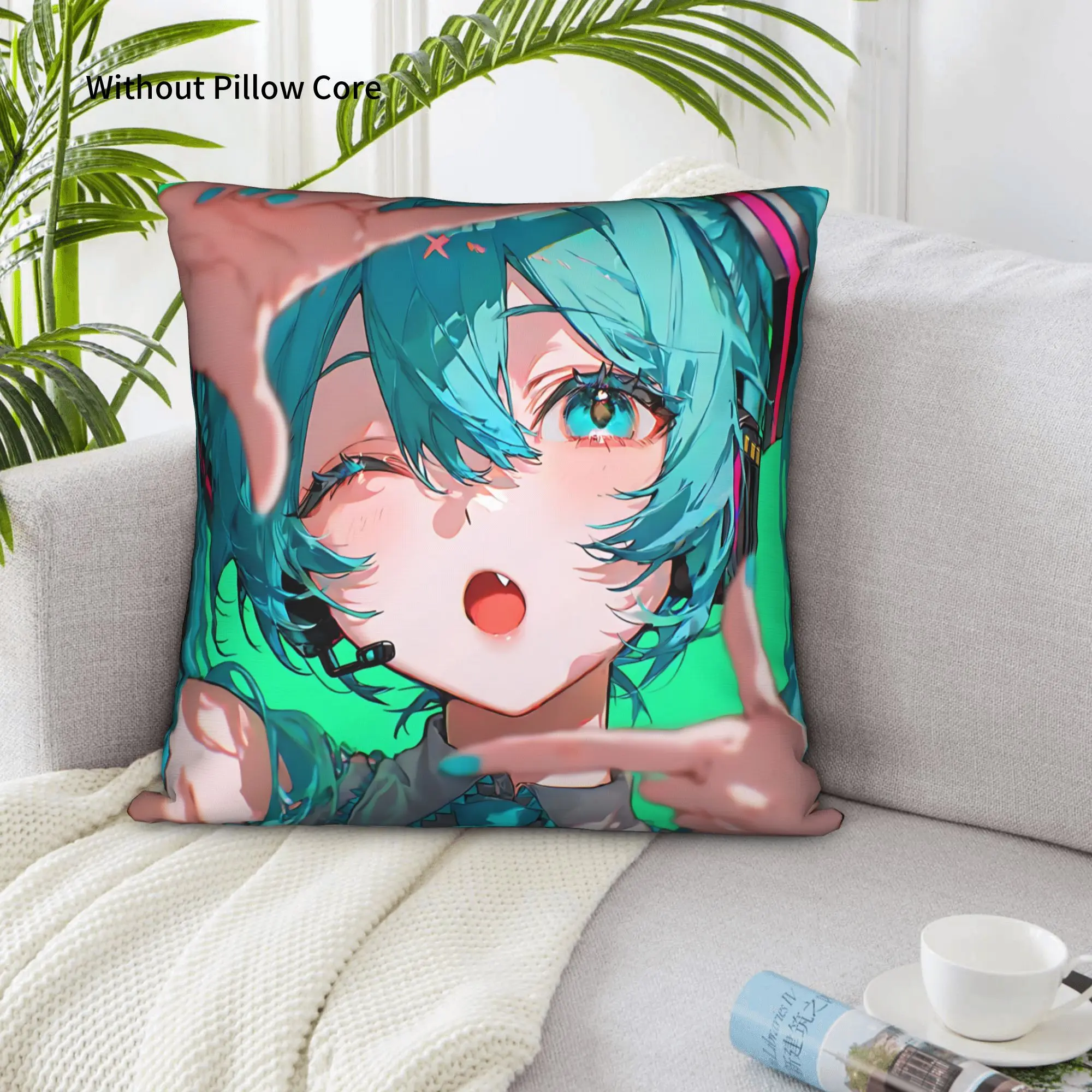 1PC Hatsune Miku Pillow Case Double-Sided Printing  Sofa Cushion Bedroom Bedside Pillow