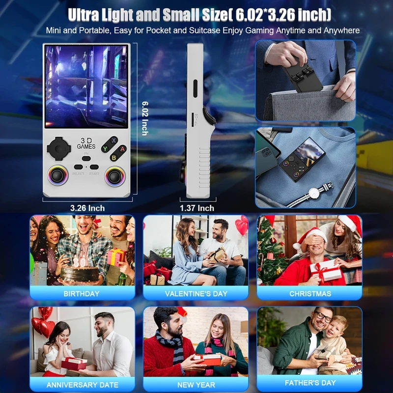 4.0inch Portable Game Consoles 40000+ Games Retro Handheld Game Players Console IPS Screen 3800mAh Long Battery Dual Joystick