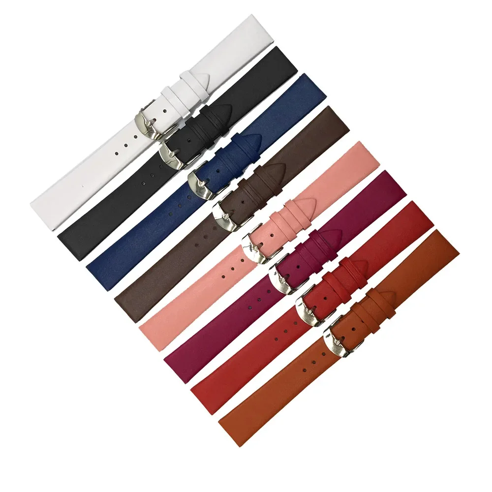 جلد العجل حزام ساعة اليد 12 مللي متر 14 مللي متر 16 مللي متر 18 مللي متر 20 مللي متر 22 مللي متر حزام ساعة جلد طبيعي مع مشبك دبوس فضي #6