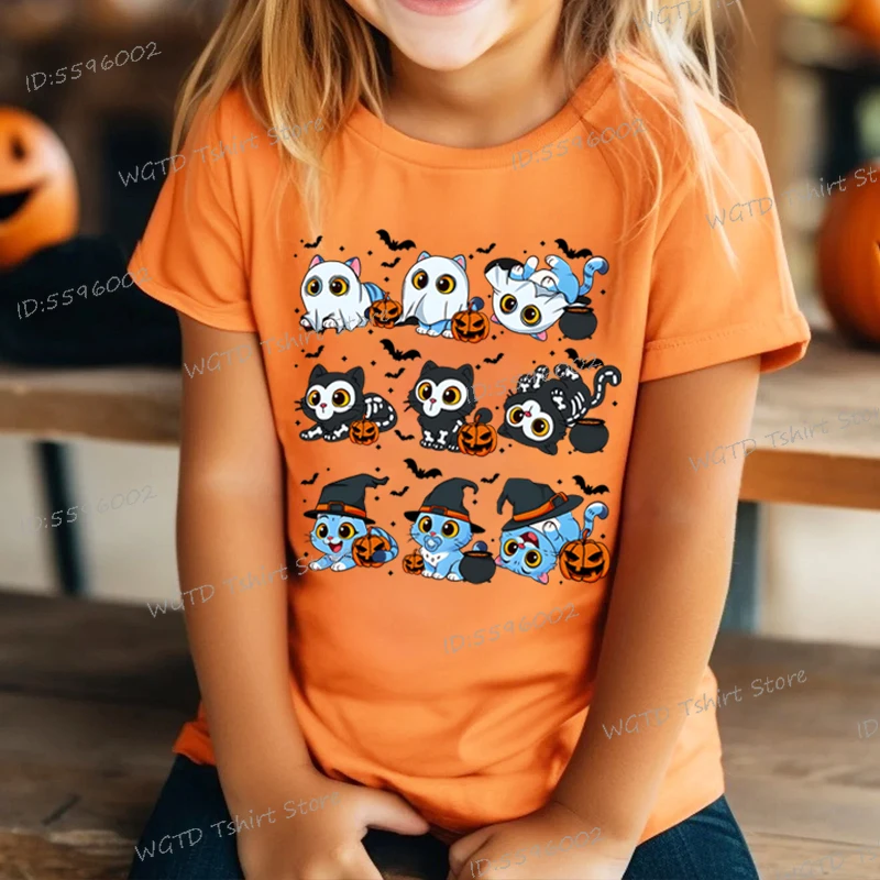 

Популярные футболки с принтом тигра из фильма, детские Хэллоуин, милые модные повседневные топы с принтом призрака и тигра, хлопковая футболка на Хэллоуин для маленьких девочек и мальчиков