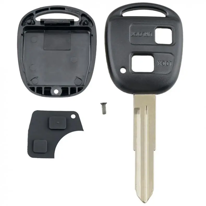 Smart Car Remote Key Shell Auto Car Key Case Replacement with TOY41 Uncut Blade and Rubber Button Pad Fit for Toyota Yaris